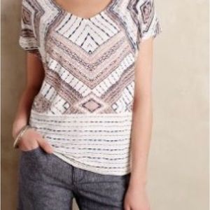 Anthropologie piona cocoon top in a blue neutral motif, size XS